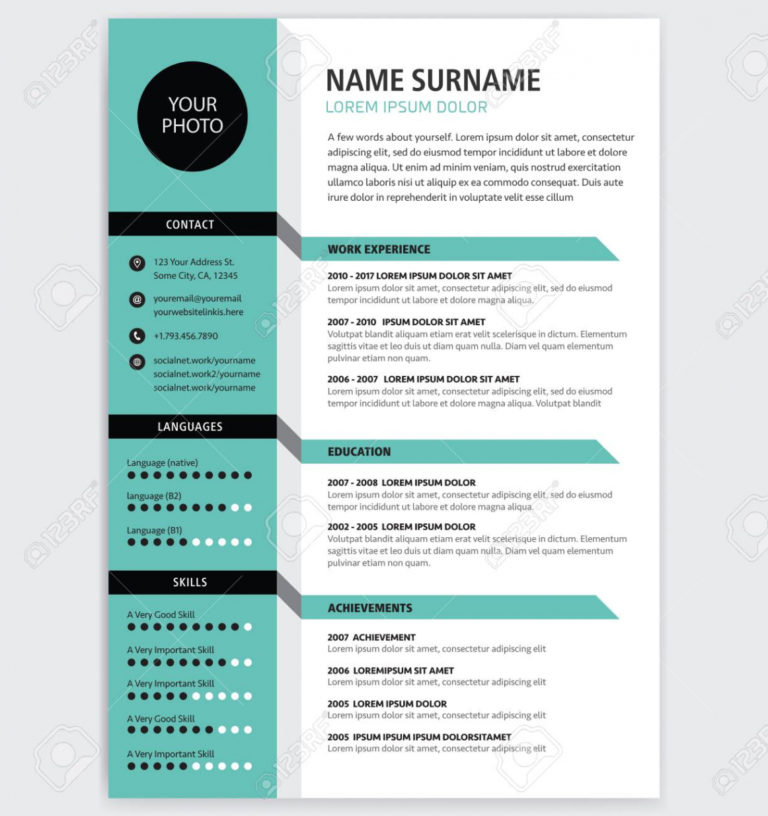 Kreative Cv Lebenslauf Vorlage Teal Grün Farbe Hintergrund Vorlage