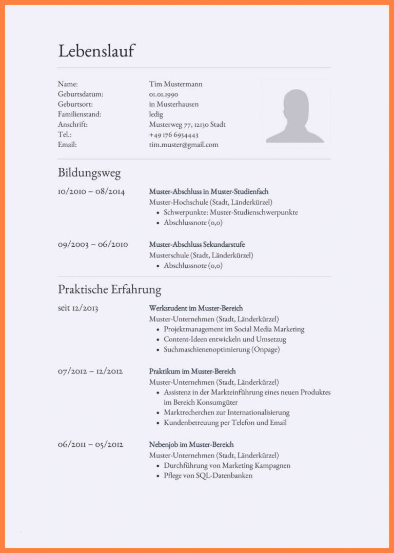 Porbe von 9+ Lebenslauf Zeilenabstand Outloudchorus Lebenslauf Vorlage