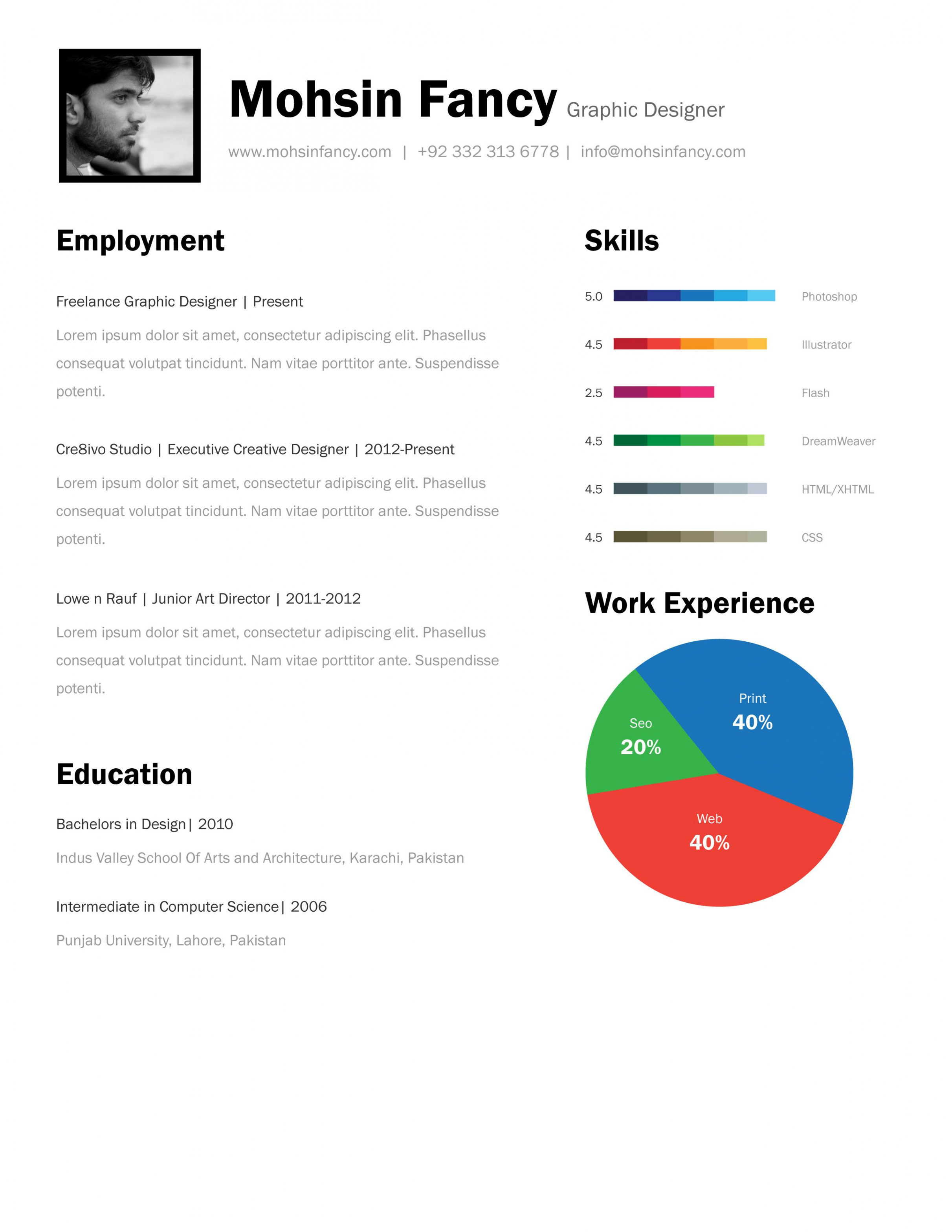 Porbe von  One Page Resume Template Free Download One Page Resume Template Free Vorlage Lebenslauf One Pager