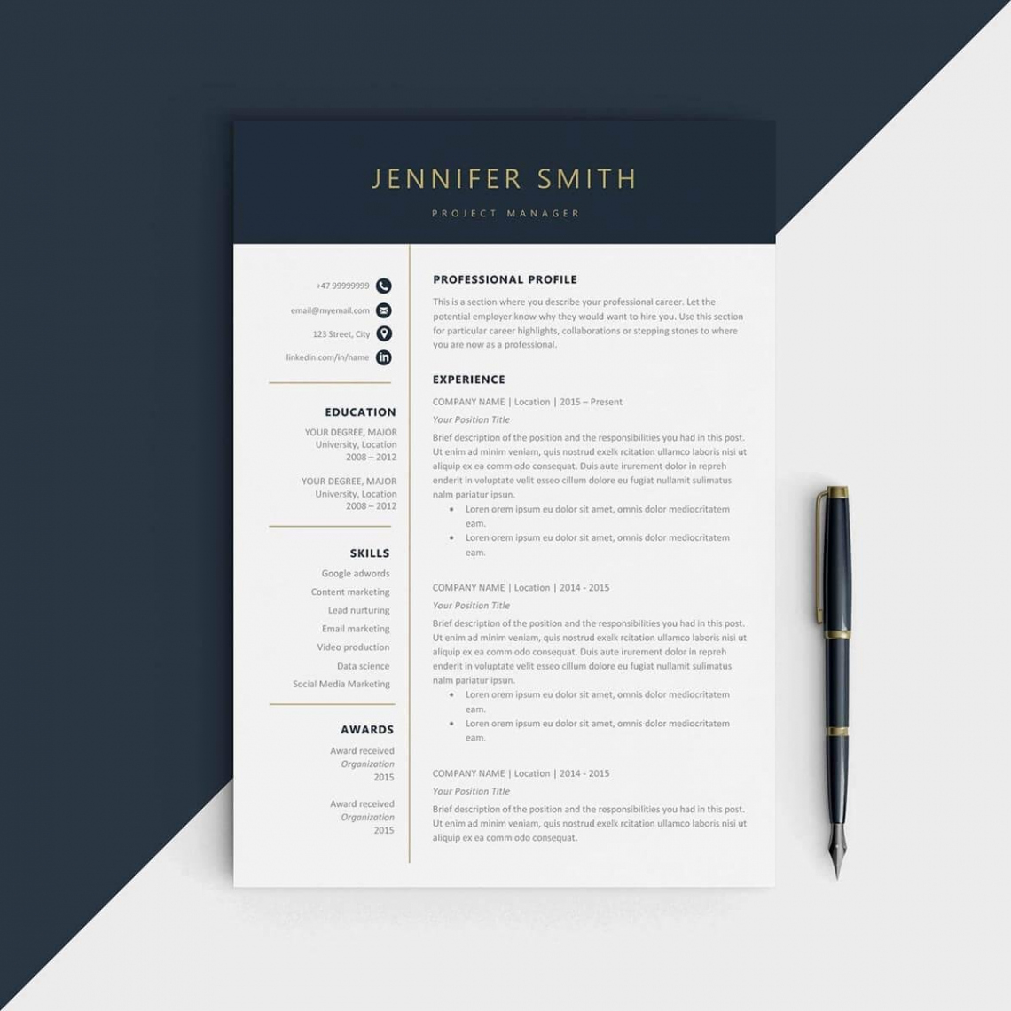 Porbe von  Onepage Resume Templates: 15 Examples To Download And Use Now Vorlage Lebenslauf One Pager