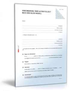 [%Eine Probe%|Porbe|] vonVereinbarung Von Altersteilzeit (Blockmodell)  Muster Zum Vorlage Vereinbarung Altersteilzeit