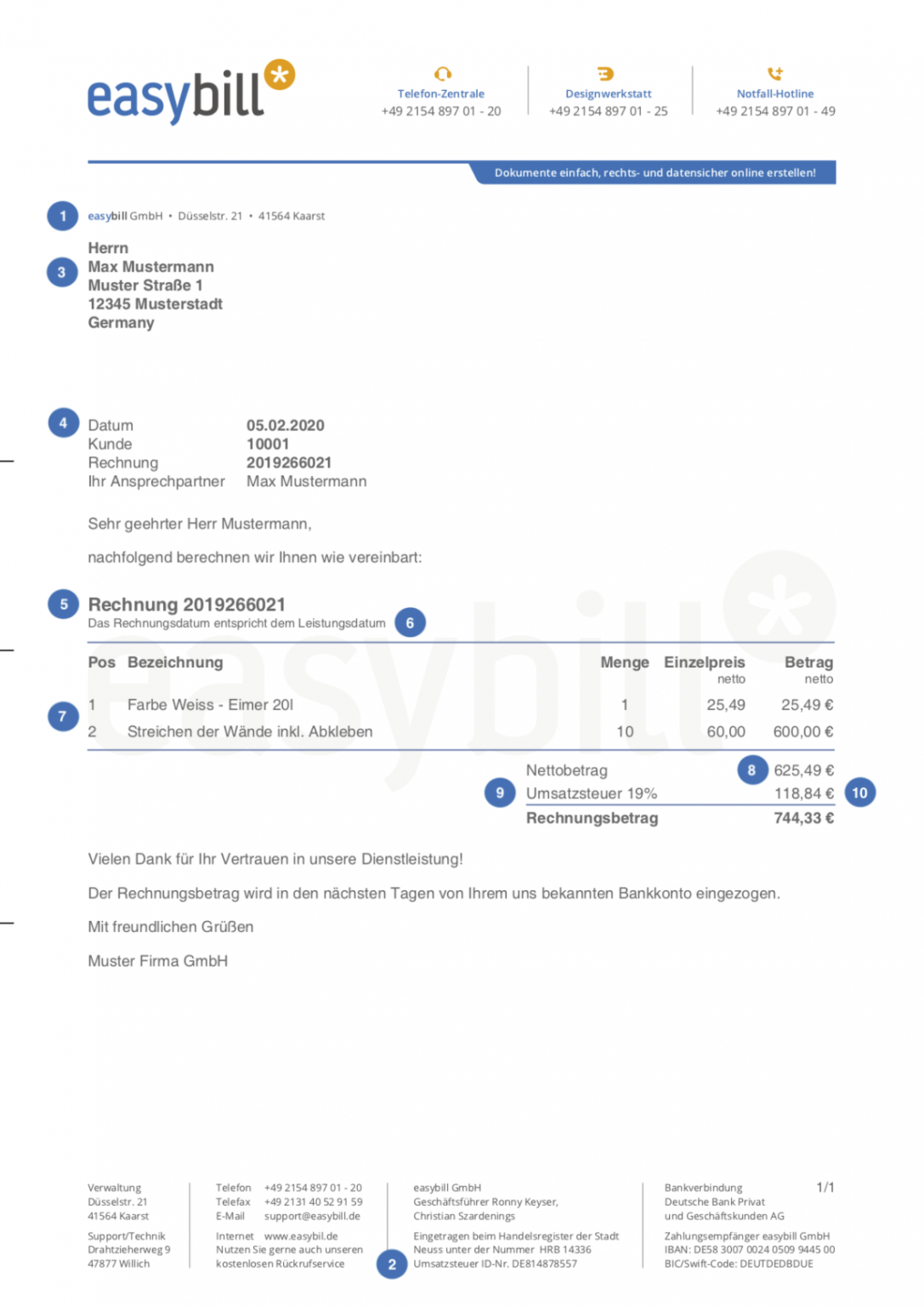Bearbeitbar von Die 10 Bestandteile Einer Rechnung Rechnung Mit