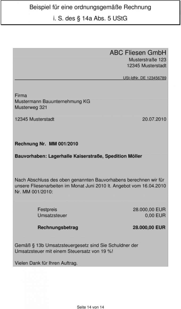 das Sample von Steuerschuldnerschaft Des Leistungsempfängers Nach 13B ...